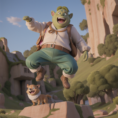 Image For Post Anime, jumping, ogre, book, dog, HD, 4K, AI Generated Art