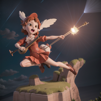 Image For Post Anime, rabbit, violin, pterodactyl, statue, meteor shower, HD, 4K, AI Generated Art
