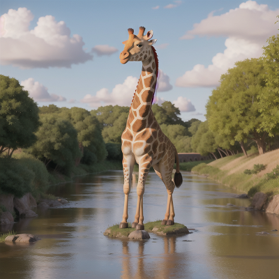 Image For Post Anime, anger, giraffe, river, space, farm, HD, 4K, AI Generated Art