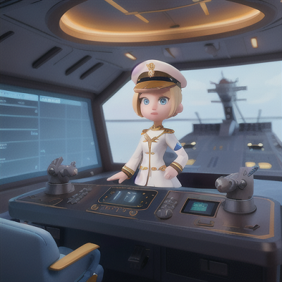 Image For Post Anime Art, Elite space commander, short blonde hair and piercing blue eyes, on the bridge of an advanced battleship