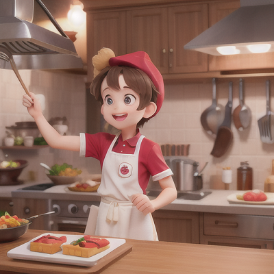 Image For Post | Anime, manga, Determined young chef, brown hair adorned with a chef hat, in a bustling kitchen, proudly presenting a prepared dish, exotic ingredients and cooking equipment behind him, apron with a cute emblem and comfy sneakers, warm and appetizing anime style, a joyful and appetizing ambiance - [AI Art, Anime Scenes with Backpacks ](https://hero.page/examples/anime-scenes-with-backpacks-stable-diffusion-prompt-library)