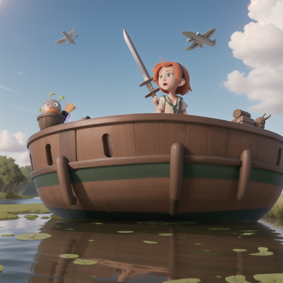 Image For Post Anime, airplane, boat, sword, bird, swamp, HD, 4K, AI Generated Art