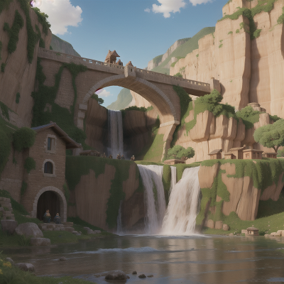 Image For Post Anime, knight, village, drought, waterfall, hail, HD, 4K, AI Generated Art