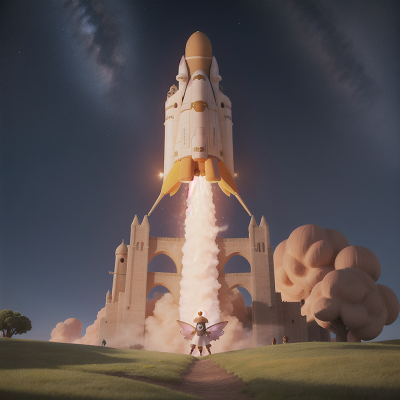 Image For Post Anime, surprise, fairy dust, cathedral, tank, space shuttle, HD, 4K, AI Generated Art