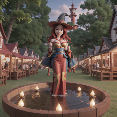 Image For Post Anime, carnival, clock, geisha, witch's cauldron, park, HD, 4K, AI Generated Art