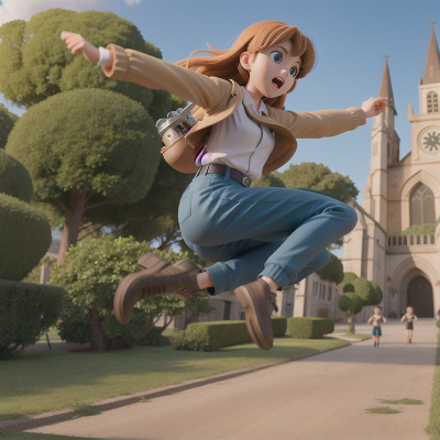 Image For Post Anime, zookeeper, laser gun, cathedral, jumping, bicycle, HD, 4K, AI Generated Art