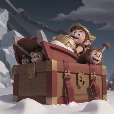Image For Post Anime, sled, gladiator, storm, treasure chest, monkey, HD, 4K, AI Generated Art