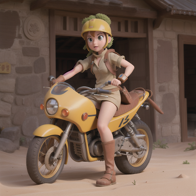 Image For Post Anime, archaeologist, sandstorm, motorcycle, bubble tea, tank, HD, 4K, AI Generated Art