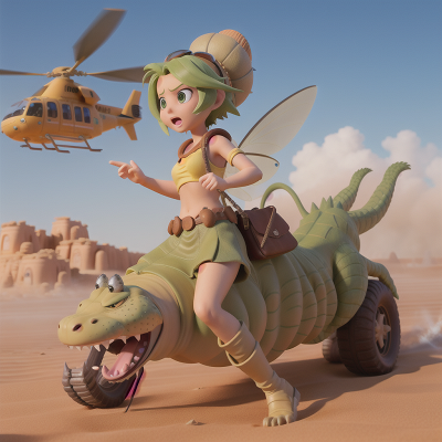 Image For Post Anime, desert, alligator, sandstorm, helicopter, fairy, HD, 4K, AI Generated Art