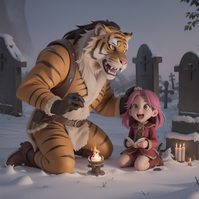 Image For Post Anime, romance, spell book, sabertooth tiger, haunted graveyard, vikings, HD, 4K, AI Generated Art