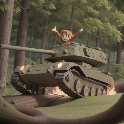 Image For Post Anime, forest, car, lava, jumping, tank, HD, 4K, AI Generated Art