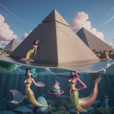 Image For Post Anime, villain, surprise, pyramid, mermaid, drought, HD, 4K, AI Generated Art