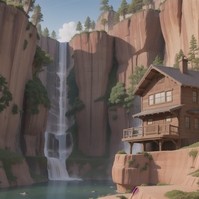 Image For Post Anime, bus, sled, wild west town, exploring, waterfall, HD, 4K, AI Generated Art