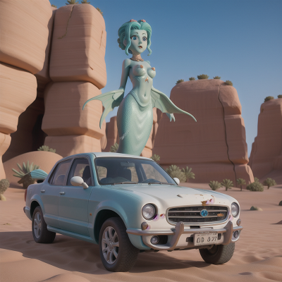 Image For Post Anime, ghost, statue, desert, mermaid, car, HD, 4K, AI Generated Art