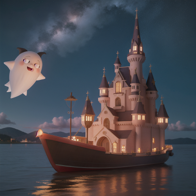 Image For Post Anime, stars, boat, castle, ghostly apparition, bus, HD, 4K, AI Generated Art