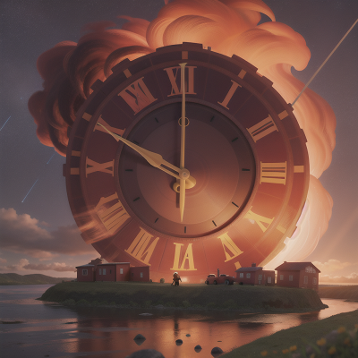 Image For Post Anime, firefighter, clock, tornado, river, stars, HD, 4K, AI Generated Art