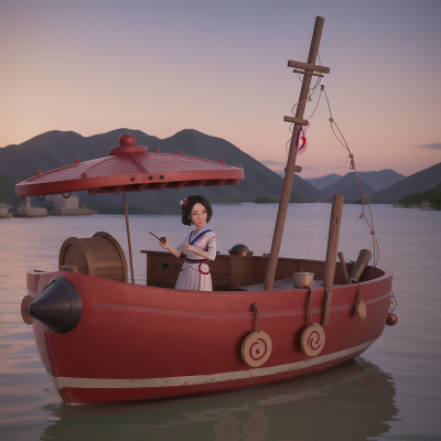 Image For Post Anime, seafood restaurant, drought, geisha, cyborg, boat, HD, 4K, AI Generated Art