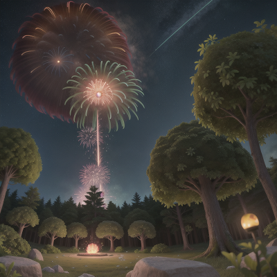 Image For Post Anime, forest, meteor shower, garden, alien planet, fireworks, HD, 4K, AI Generated Art