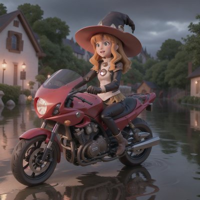 Image For Post Anime, motorcycle, crystal ball, witch's cauldron, cathedral, flood, HD, 4K, AI Generated Art
