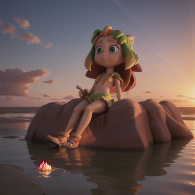 Image For Post Anime, sunset, ocean, desert, swamp, sphinx, HD, 4K, AI Generated Art