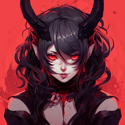 Image For Post | Anime demon girl with glowing red eyes and flowing black hair, detailed shading and bold color contrasts. female demon anime pfp pfp for discord. - [Demon Anime PFP](https://hero.page/pfp/demon-anime-pfp)