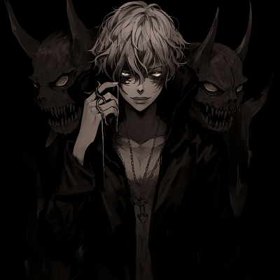 Image For Post | Detailed illustration showing the transformation of a boy into a demon, dramatic change in facial features with enhanced color intensity. boys' demonic anime pfp pfp for discord. - [demonic anime pfp](https://hero.page/pfp/demonic-anime-pfp)