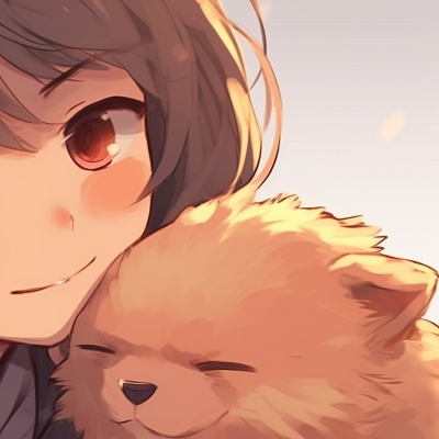Image For Post | Two characters cuddling a fluffy creature, warm colors and comfy clothes. cute anime matching pfp pfp for discord. - [anime matching pfp, aesthetic matching pfp ideas](https://hero.page/pfp/anime-matching-pfp-aesthetic-matching-pfp-ideas)