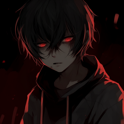 Image For Post | Character with piercing red eyes, prominent use of contrast and color. anime pfp in dark aesthetic mood pfp for discord. - [anime pfp dark aesthetic Collection](https://hero.page/pfp/anime-pfp-dark-aesthetic-collection)