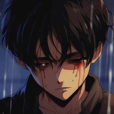 Image For Post | Close shot of Eren Yeager's tears, focus on clear details. anime depressed pfp: male characters pfp for discord. - [Anime Depressed PFP Collection](https://hero.page/pfp/anime-depressed-pfp-collection)