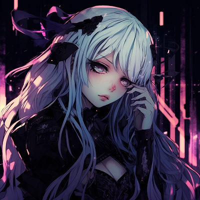 Image For Post | Bird's eye view of a Cyber Goth Anime Girl PFP, capturing the glow of neon hair and details on her outfit. stylish goth anime girl pfp pfp for discord. - [Goth Anime Girl PFP](https://hero.page/pfp/goth-anime-girl-pfp)