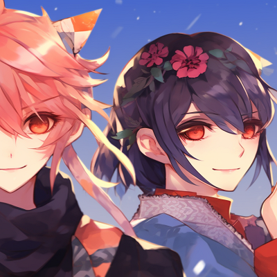Image For Post | Three anime characters with floral elements, vibrant colors and a shared visual flow. trio pfp matching for girls pfp for discord. - [trio pfp matching, aesthetic matching pfp ideas](https://hero.page/pfp/trio-pfp-matching-aesthetic-matching-pfp-ideas)