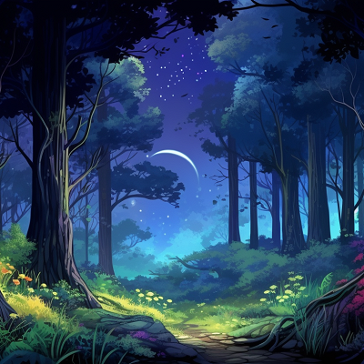 Image For Post 4K Drawing Wallpapers Forest by Night - Wallpaper