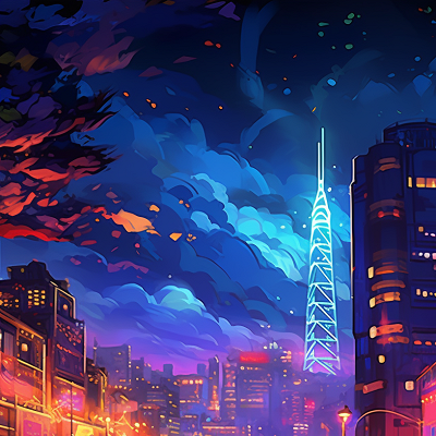 Image For Post Neon Urban Nights Skyline Outline - Wallpaper