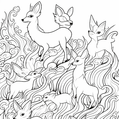 Image For Post | Depiction of energy flow in Eevee's evolution; intricate outlines. printable coloring page, black and white, free download - [Eevee Evolutions Coloring Pages: Adult, Kids, Pokemon Coloring](https://hero.page/coloring/eevee-evolutions-coloring-pages:-adult-kids-pokemon-coloring)