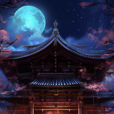 Image For Post Anime Shrine Art Moonlit Reflections - Wallpaper