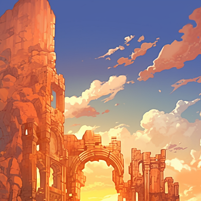 Image For Post | Manga-inspired deserted mysterious relics; fine lines and intricate detail. phone art wallpaper - [Desert Landscapes Manga Wallpapers: Rare Anime Artwork Collections](https://hero.page/wallpapers/desert-landscapes-manga-wallpapers:-rare-anime-artwork-collections)