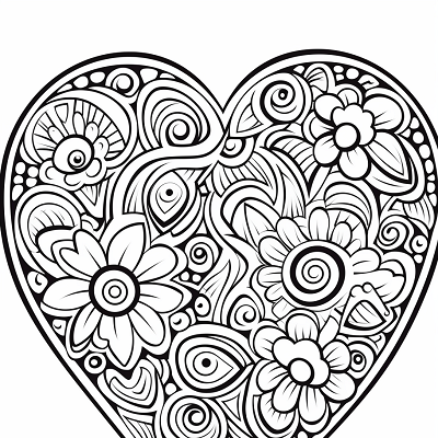 Image For Post Mother's Day Heart with Doodles - Printable Coloring Page