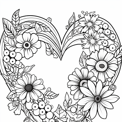 Image For Post Blossoming Heart Floral Frame - Printable Coloring Page