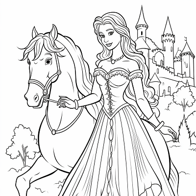 Image For Post Enchanted Princess and Unicorn - Printable Coloring Page