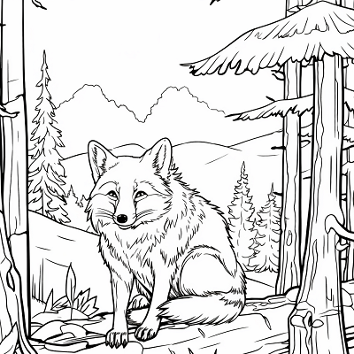 Image For Post Forest Fox Among the Ferns - Printable Coloring Page