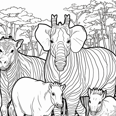 Image For Post Forest Realm Wildlife Ensemble - Printable Coloring Page