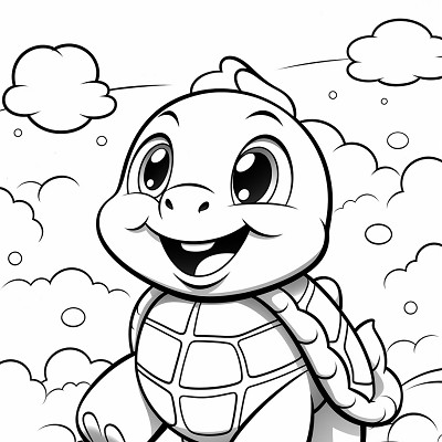 Image For Post Rainbow and Cartoon Turtle - Printable Coloring Page