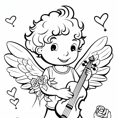 Image For Post Love Notes and Cupid Classic Appeal - Printable Coloring Page