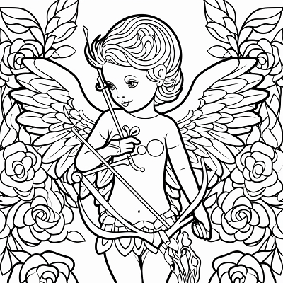 Image For Post Heart and Cupid for Valentine's Day - Printable Coloring Page