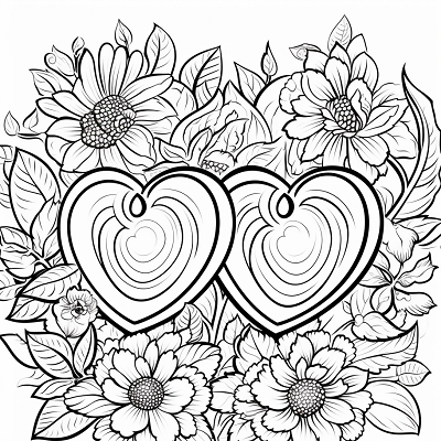 Image For Post Romance Blossoms Floral Hearts - Printable Coloring Page
