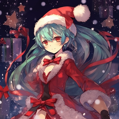 Image For Post | A snowy scene with Miku Hatsune, finely detailed with soft pastel colors. anime christmas theme pfp - [christmas anime pfp](https://hero.page/pfp/christmas-anime-pfp)