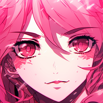 Image For Post | Anime profile picture with predominant dark shades, highlighted with pink and violet tones. dark tones in pink anime pfp - [Pink Anime PFP](https://hero.page/pfp/pink-anime-pfp)
