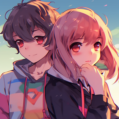 Image For Post | Two cute characters with exaggerated features and vibrant colors, adorning a pair of matching outfits. cute matching anime pfpHD, free download - [matching anime pfp](https://hero.page/pfp/matching-anime-pfp)