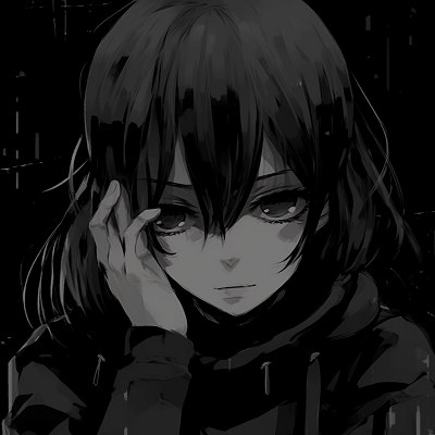 Image For Post | An anime character rendered in black and white, with high contrast and defined lines. dark themed aesthetic anime pfp - [Dark Aesthetic Anime PFP Collection](https://hero.page/pfp/dark-aesthetic-anime-pfp-collection)