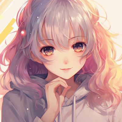 Image For Post | Anime girl lost in multicolored dreams, featuring highly saturated colors and intricate shading. multicolored cute pfp anime - [cute pfp anime](https://hero.page/pfp/cute-pfp-anime)